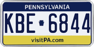 PA license plate KBE6844