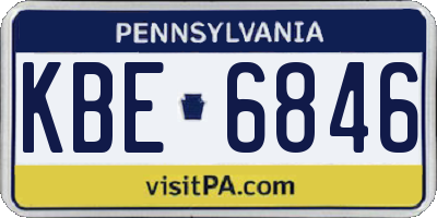 PA license plate KBE6846