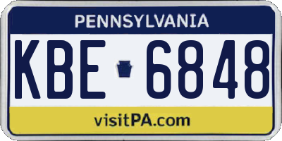 PA license plate KBE6848
