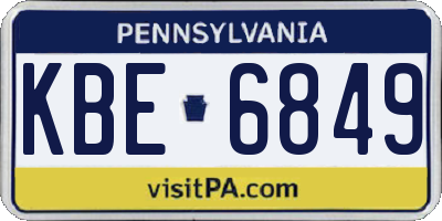 PA license plate KBE6849