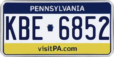 PA license plate KBE6852