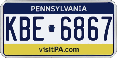 PA license plate KBE6867