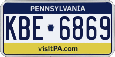 PA license plate KBE6869