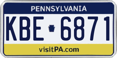 PA license plate KBE6871