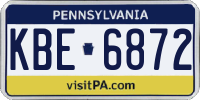 PA license plate KBE6872