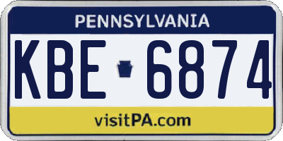 PA license plate KBE6874