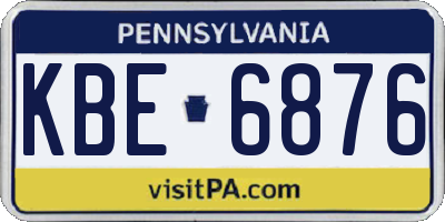 PA license plate KBE6876