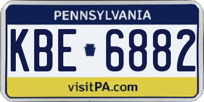 PA license plate KBE6882