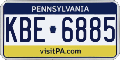 PA license plate KBE6885