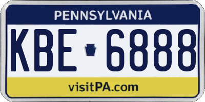 PA license plate KBE6888