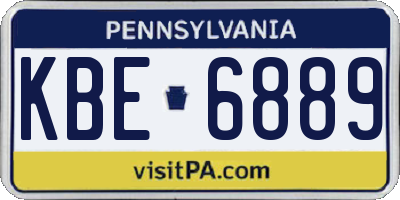 PA license plate KBE6889