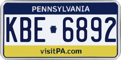 PA license plate KBE6892