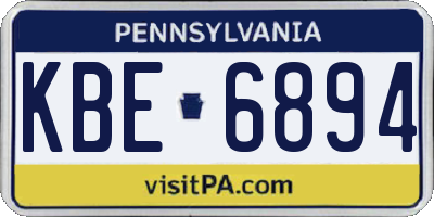 PA license plate KBE6894