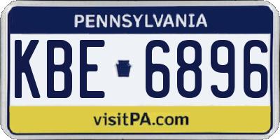 PA license plate KBE6896