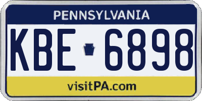 PA license plate KBE6898