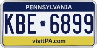 PA license plate KBE6899
