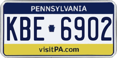 PA license plate KBE6902