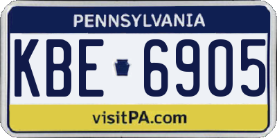 PA license plate KBE6905