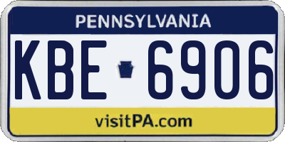 PA license plate KBE6906