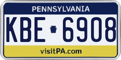 PA license plate KBE6908