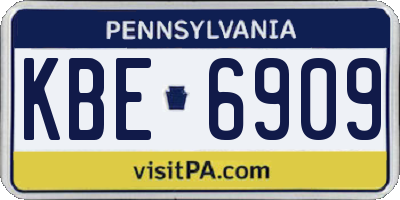 PA license plate KBE6909