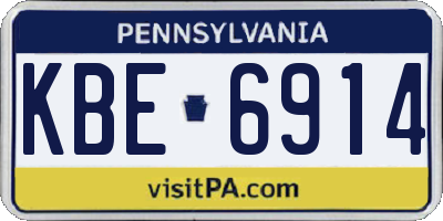 PA license plate KBE6914
