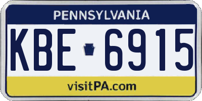 PA license plate KBE6915