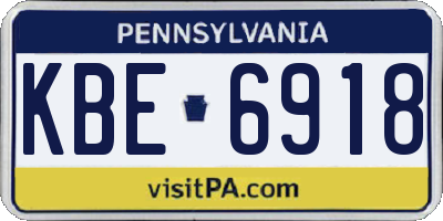 PA license plate KBE6918
