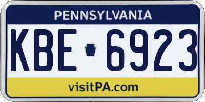PA license plate KBE6923