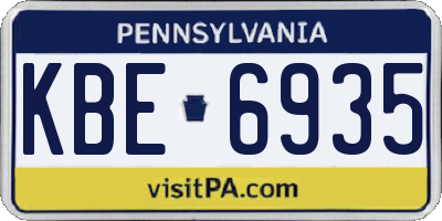 PA license plate KBE6935