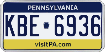 PA license plate KBE6936