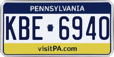 PA license plate KBE6940