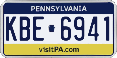 PA license plate KBE6941