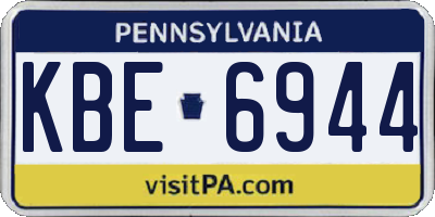 PA license plate KBE6944
