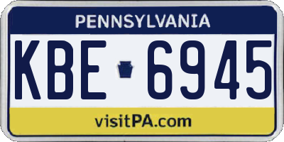 PA license plate KBE6945