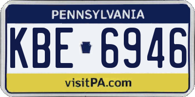 PA license plate KBE6946