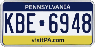 PA license plate KBE6948