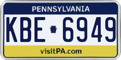 PA license plate KBE6949