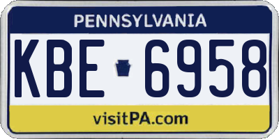 PA license plate KBE6958