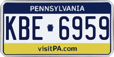 PA license plate KBE6959