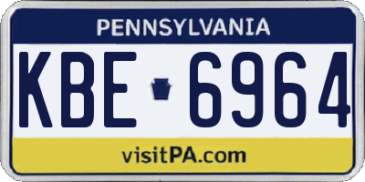 PA license plate KBE6964