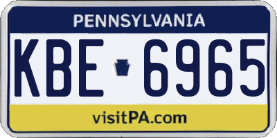 PA license plate KBE6965