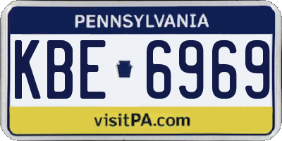 PA license plate KBE6969