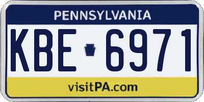 PA license plate KBE6971