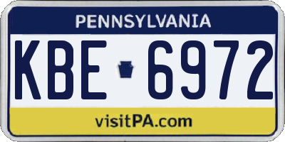 PA license plate KBE6972