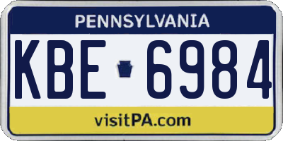 PA license plate KBE6984