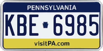 PA license plate KBE6985