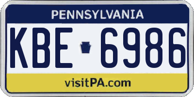 PA license plate KBE6986