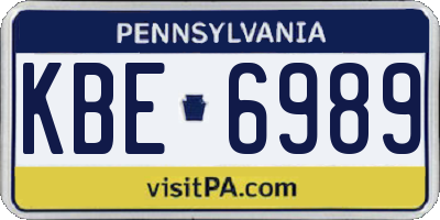 PA license plate KBE6989