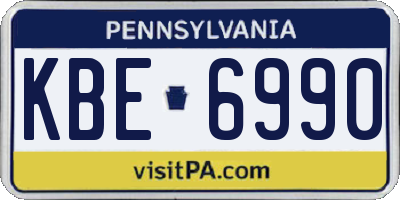 PA license plate KBE6990
